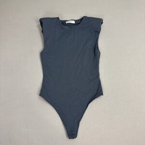 Aritzia Navy Padded-Shoulder Tank Bodysuit